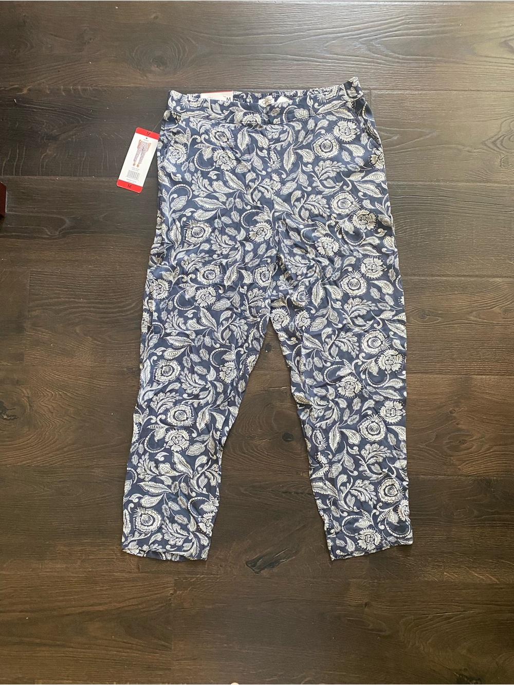 Jessica Simpson Navy White Paisley Ankle Pants Women’s Cropped Stretch Pants NWT